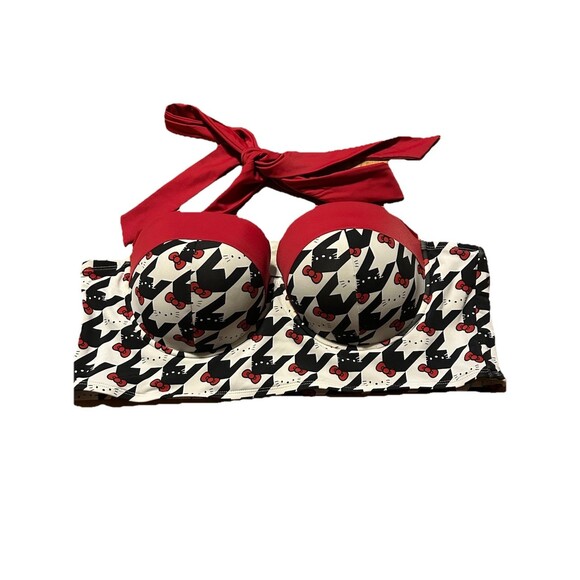 Sanrio Hello Kitty Torrid Swim Top 3X Plus Size Halter Bikini Red & Black White - Picture 1 of 5